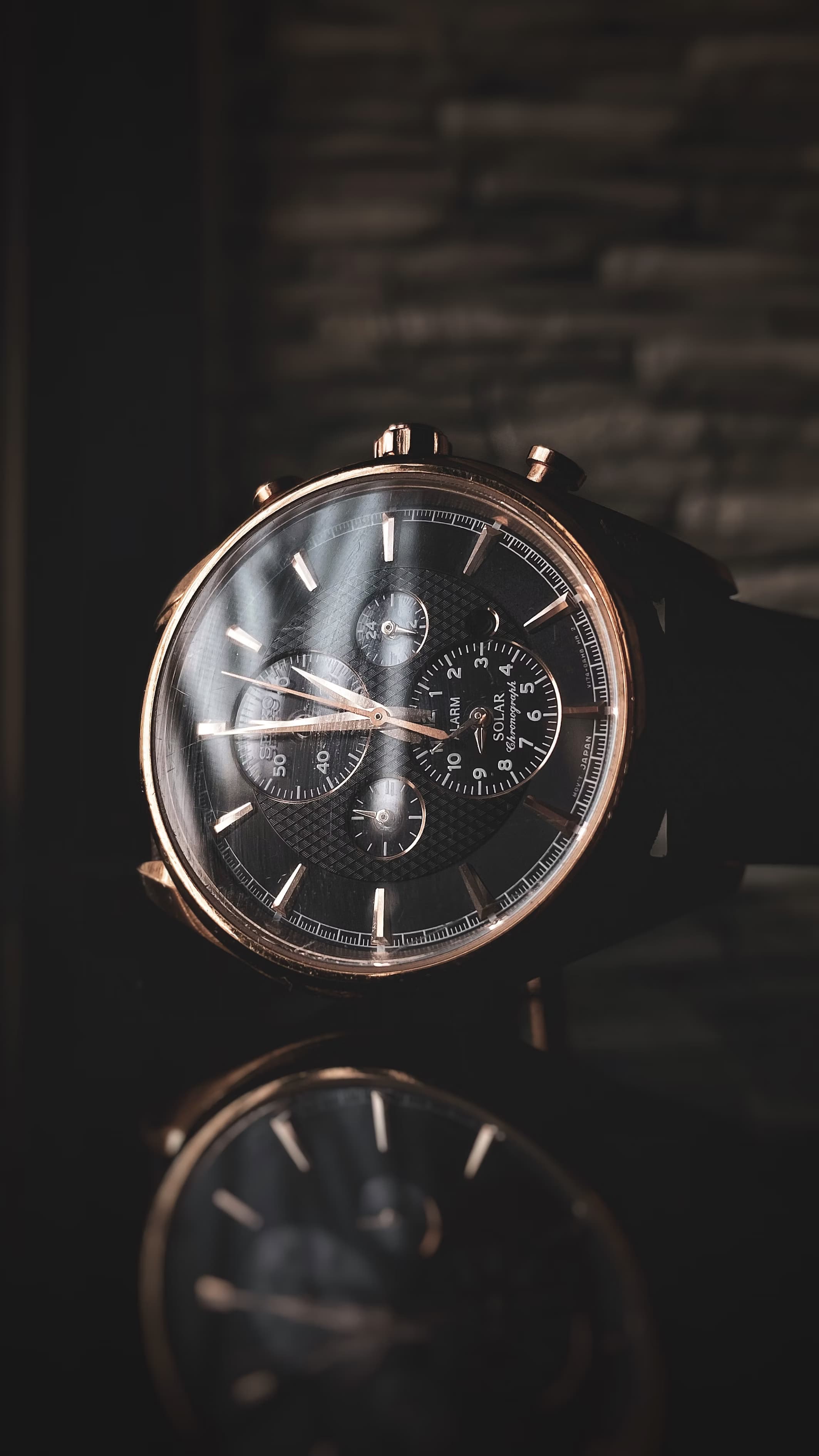 Classic watch on black background